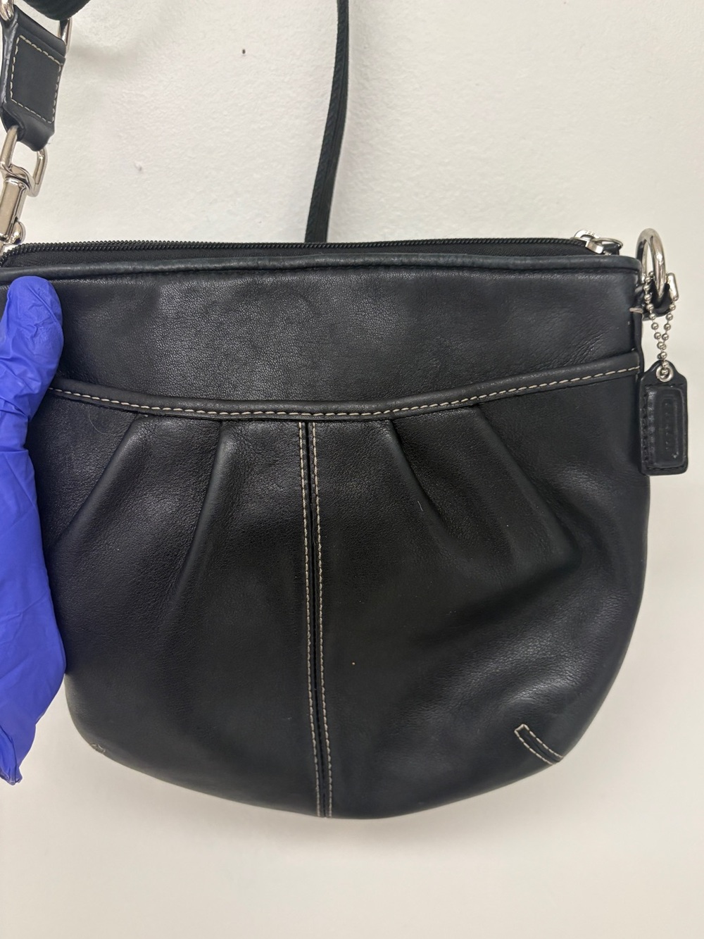 Coach Vintage Soho Black Leather Pleated Hobo Crossbody Bag - DAMAGED STRAP